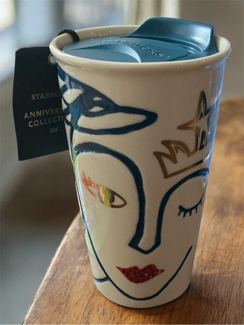 Starbucks NWT Travel Mug 2016 Anniversary Collection, Swarovski lips